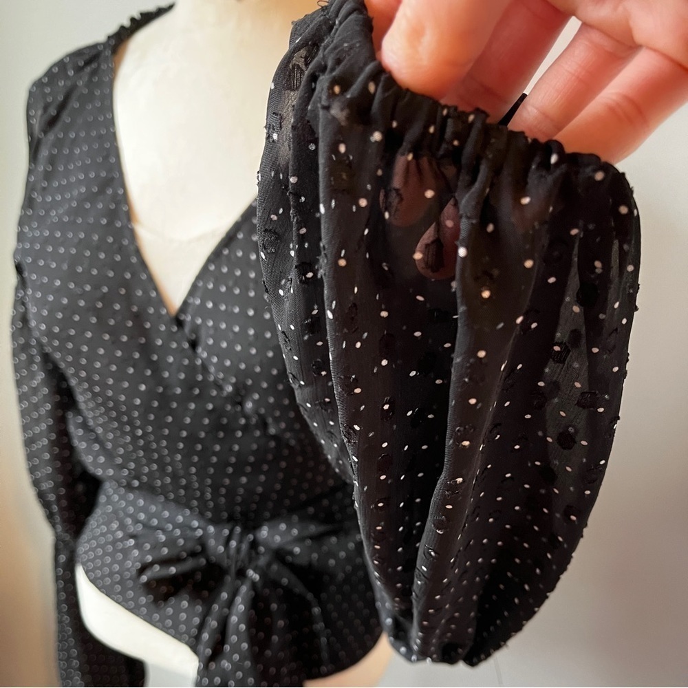 Club Monaco Darlana Wrap Blouse Black Polka Dot - Picture 4 of 14